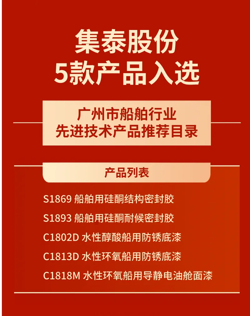 技术先进、质量可靠！集泰股份多款涂料产品获重点推荐